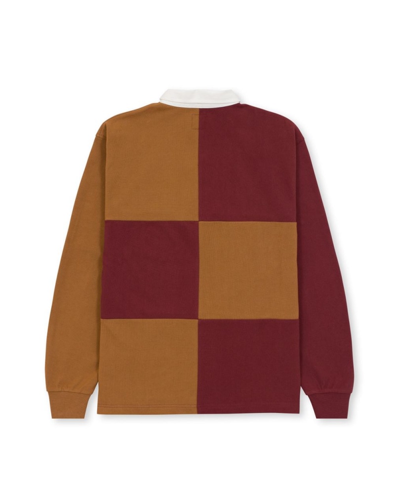 Burgundy Brain Dead Paneled Rugby Shirt | USA MNEP37495