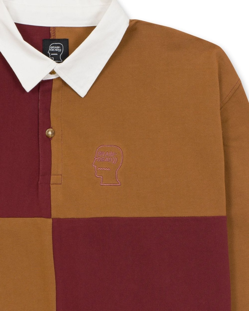 Burgundy Brain Dead Paneled Rugby Shirt | USA MNEP37495