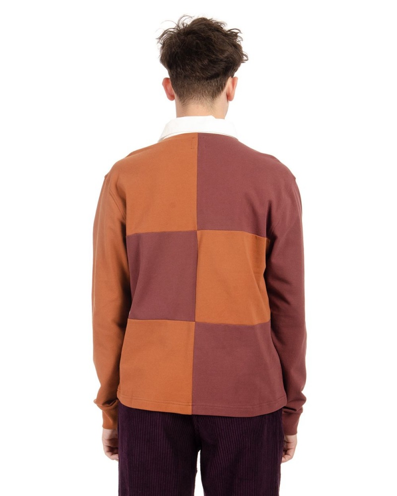 Burgundy Brain Dead Paneled Rugby Shirt | USA MNEP37495