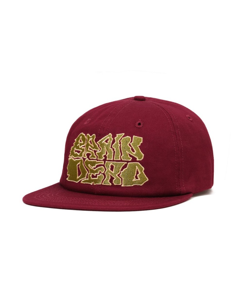 Burgundy Brain Dead Prehistoric Twill Six Panel Hat | USA KHXT01862