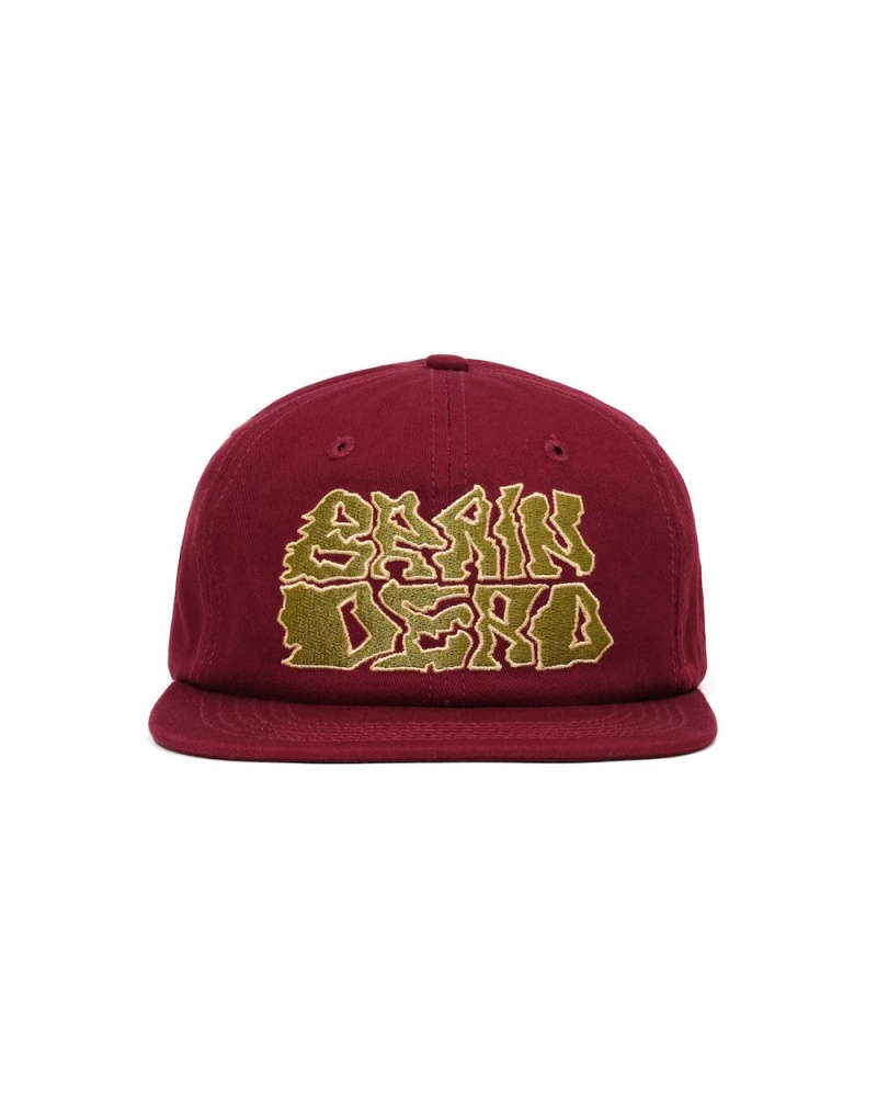 Burgundy Brain Dead Prehistoric Twill Six Panel Hat | USA KHXT01862