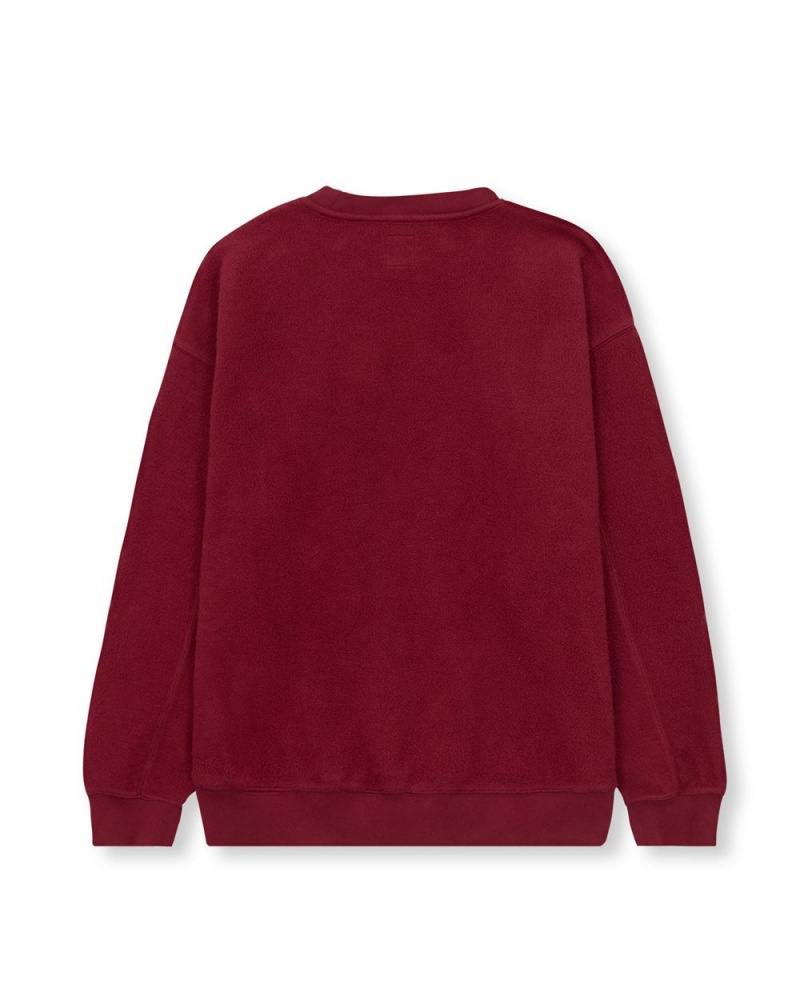 Burgundy Brain Dead Reverse Fleece Crewneck Sweatshirt | USA HBXT70852