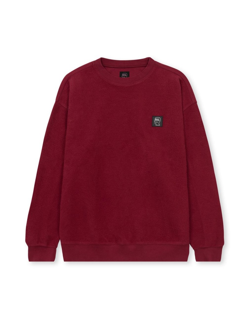 Burgundy Brain Dead Reverse Fleece Crewneck Sweatshirt | USA HBXT70852