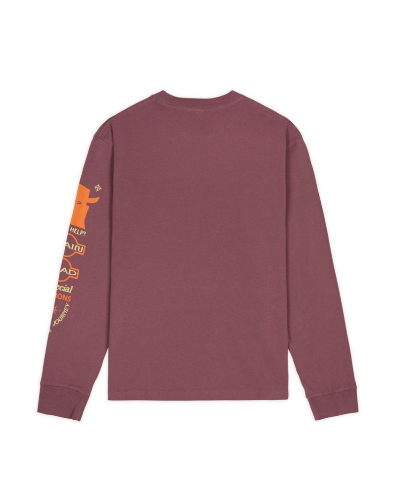 Burgundy Brain Dead Special Illusions Long Sleeve T-Shirt | USA RMZQ89025