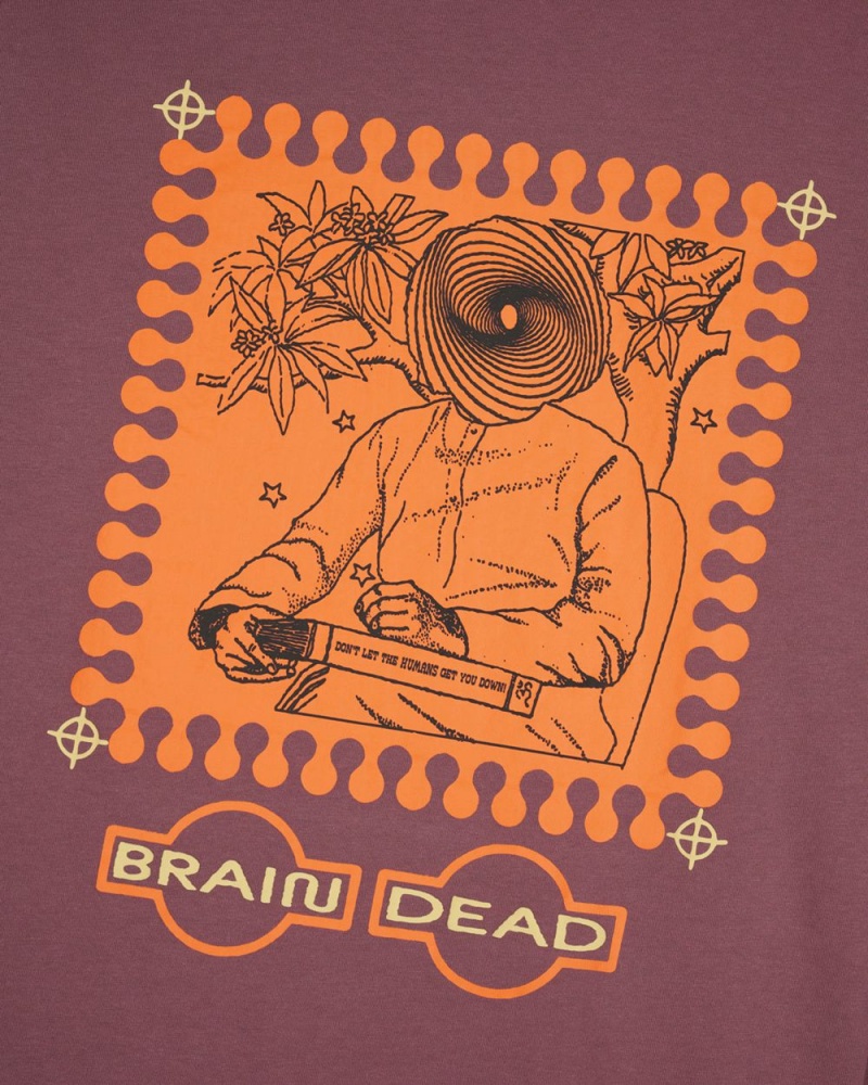 Burgundy Brain Dead Special Illusions Long Sleeve T-Shirt | USA RMZQ89025