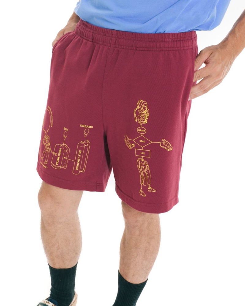 Burgundy Brain Dead Tutorials Heavyweight Jersey Shorts | USA TGPU73146