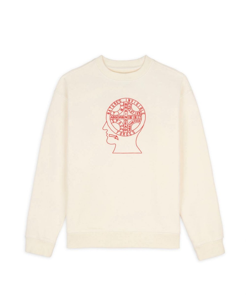 Cream Brain Dead Invisible Forces Crewneck Sweatshirt | USA VURJ09875