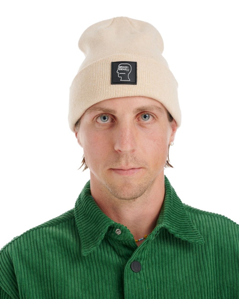 Cream Brain Dead Logo Head Wool Beanie | USA KWBM34567