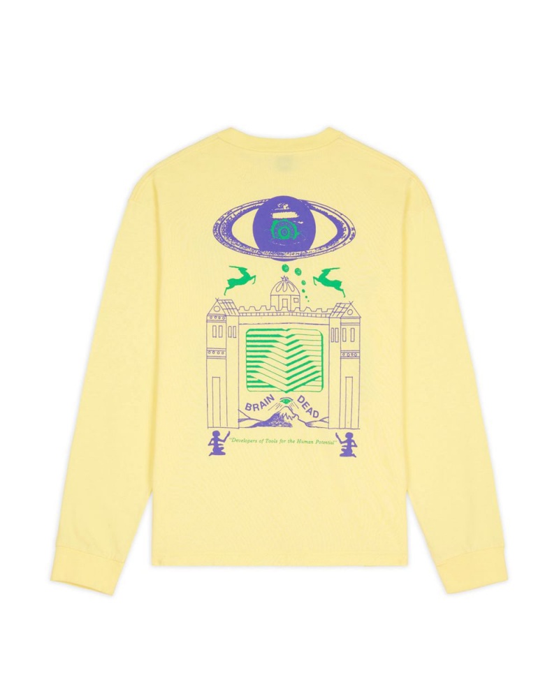 Cream Brain Dead New Dimensions Long Sleeve T-Shirt | USA PTLR39064