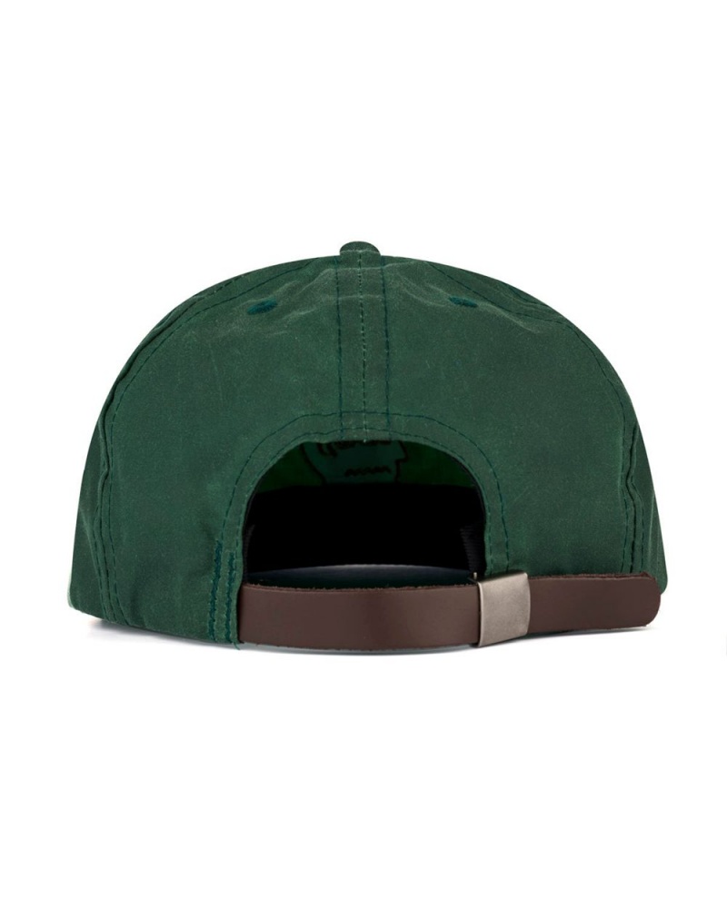 Dark Green Brain Dead Waxed Logo Head Cap | USA WVLN75439