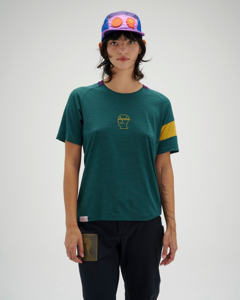 Dark Green Brain Dead X Rapha Trail Technical T-Shirt | USA KNHD46321