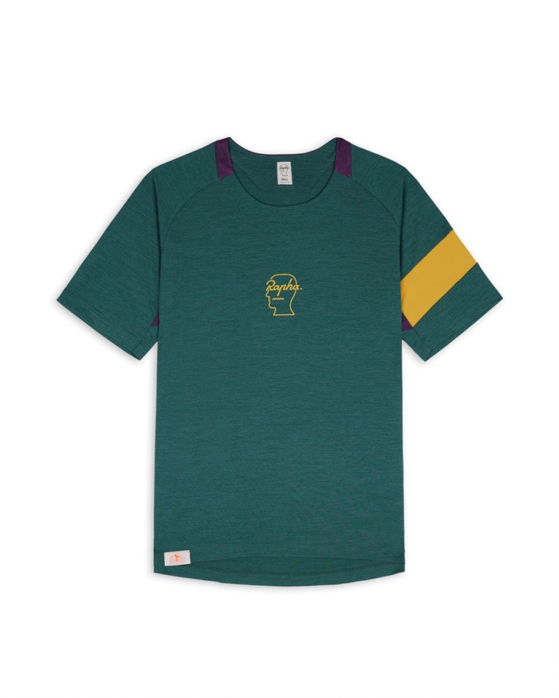 Dark Green Brain Dead X Rapha Trail Technical T-Shirt | USA KNHD46321