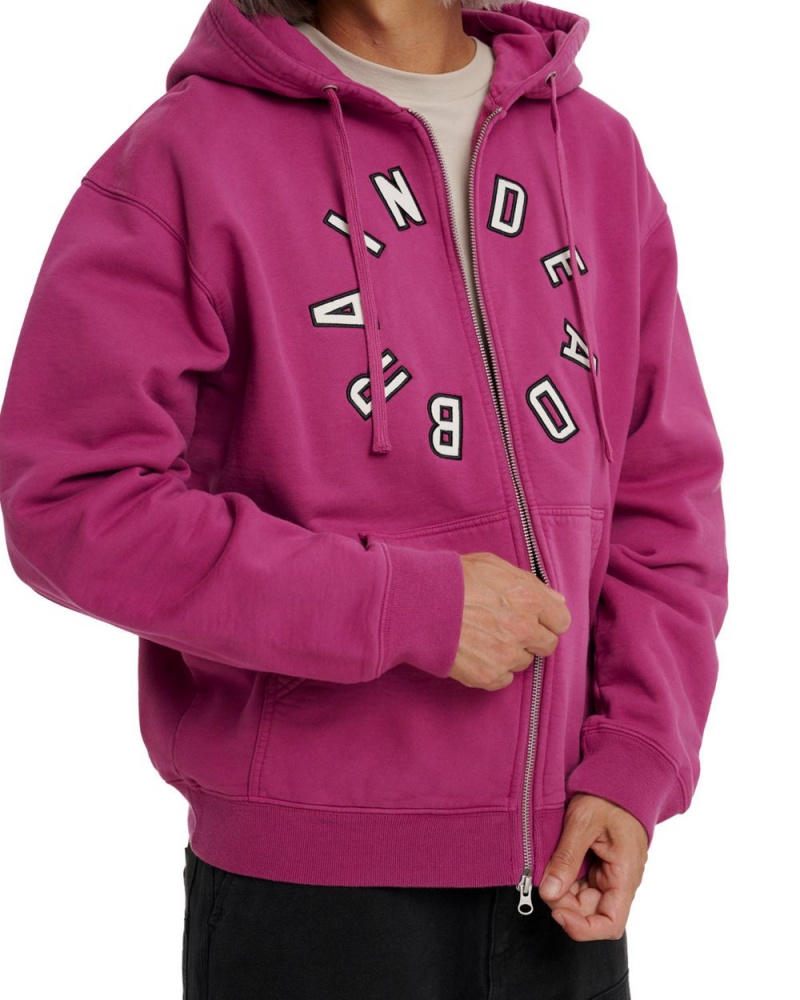 Fuchsia Brain Dead Collegiate Zip Up Hoodie | USA VWGS90345