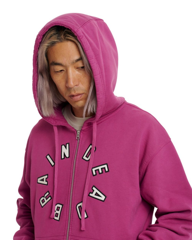 Fuchsia Brain Dead Collegiate Zip Up Hoodie | USA VWGS90345