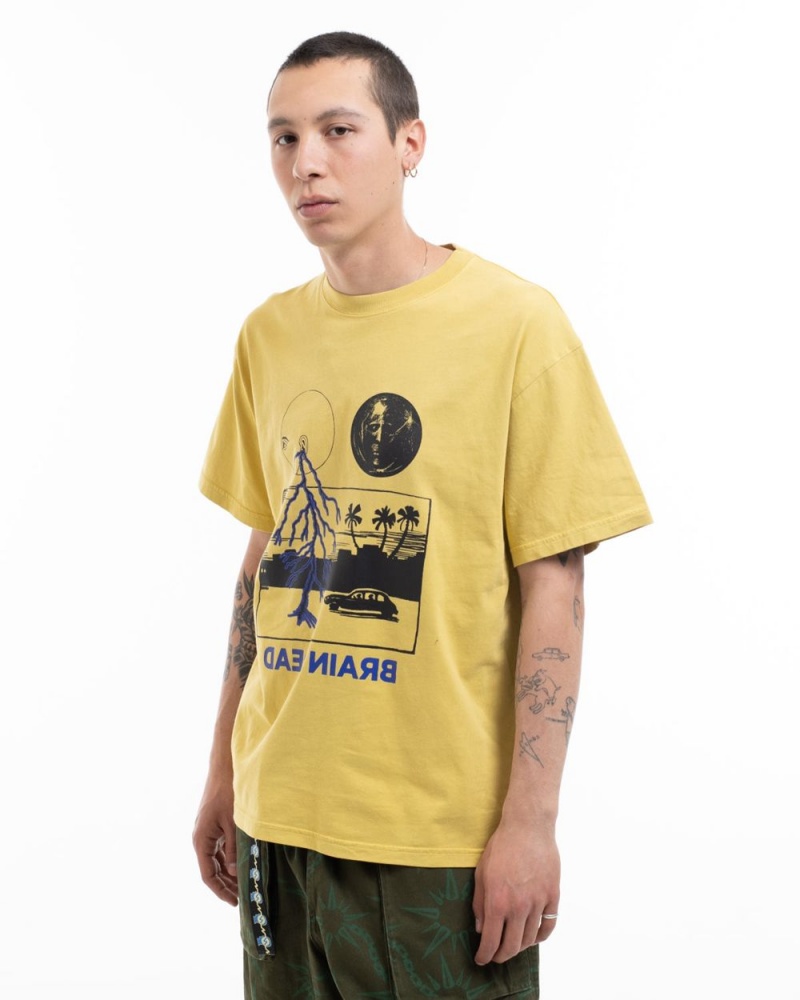 Gold Brain Dead Cosmic Gas T-Shirt | USA CKXJ91063