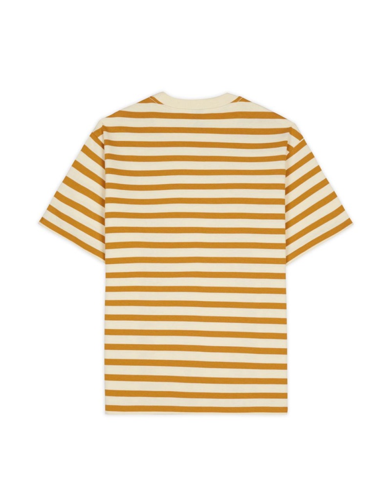 Gold Brain Dead Organic Striped T-Shirt | USA APDC96371