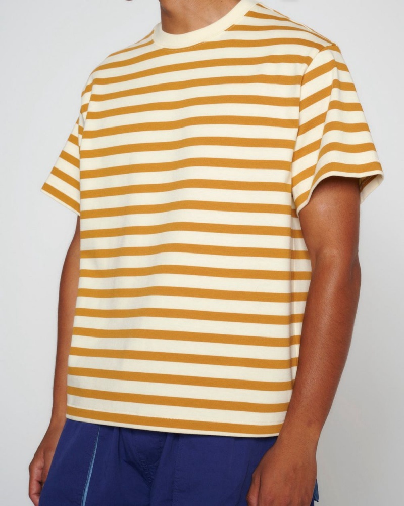 Gold Brain Dead Organic Striped T-Shirt | USA APDC96371