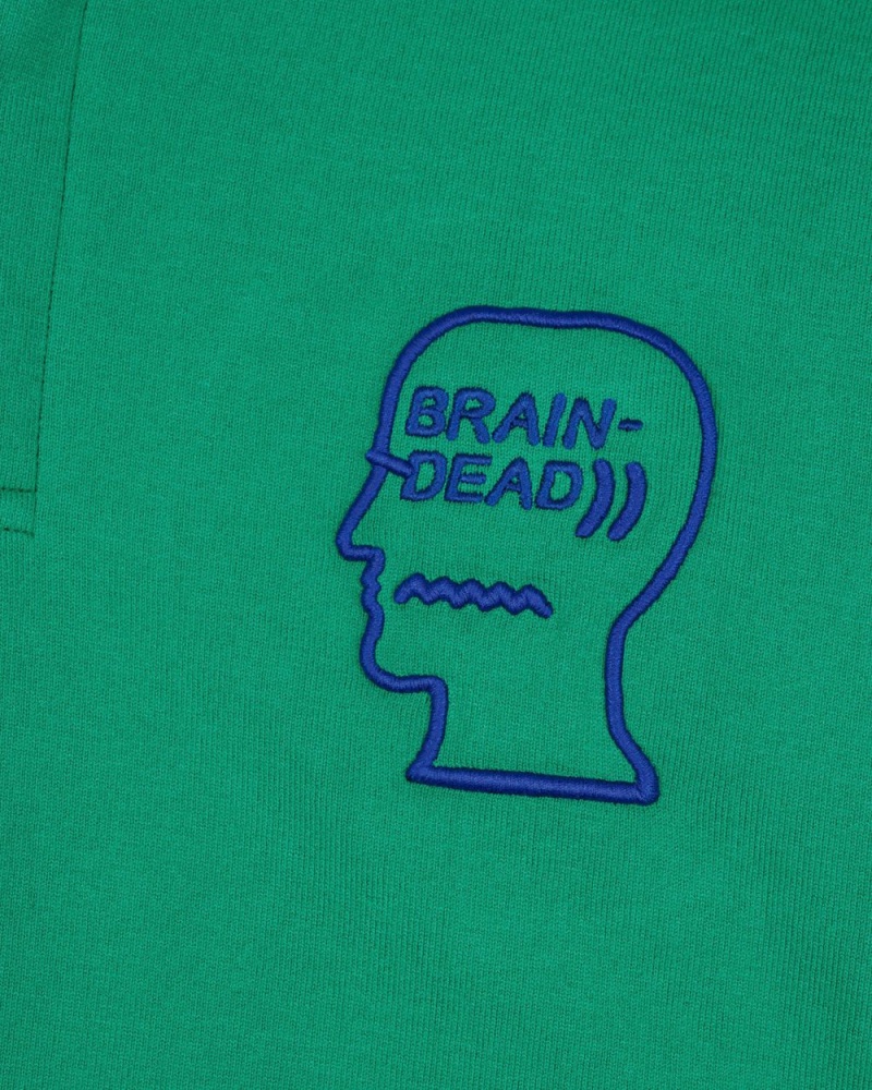 Green Brain Dead 3d Embroidered Logohead Rugby Shirt | USA RTEH85921