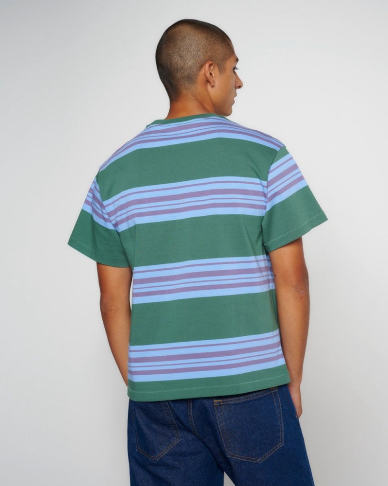 Green Brain Dead Baker Striped Pocket T-Shirt | USA GPCB30495