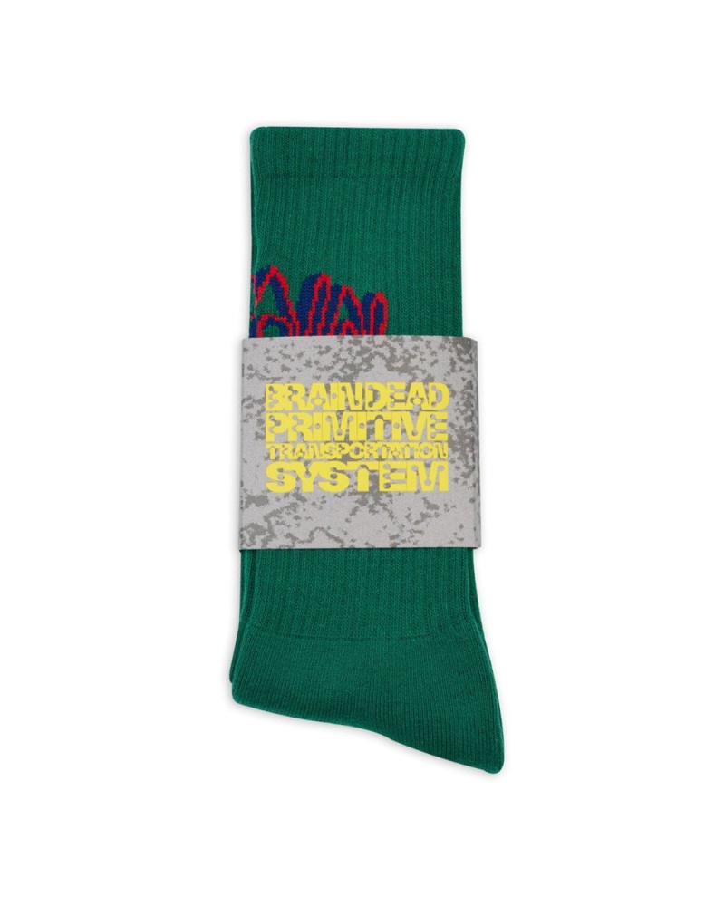 Green Brain Dead Bd Stringy Socks | USA PWRT35680