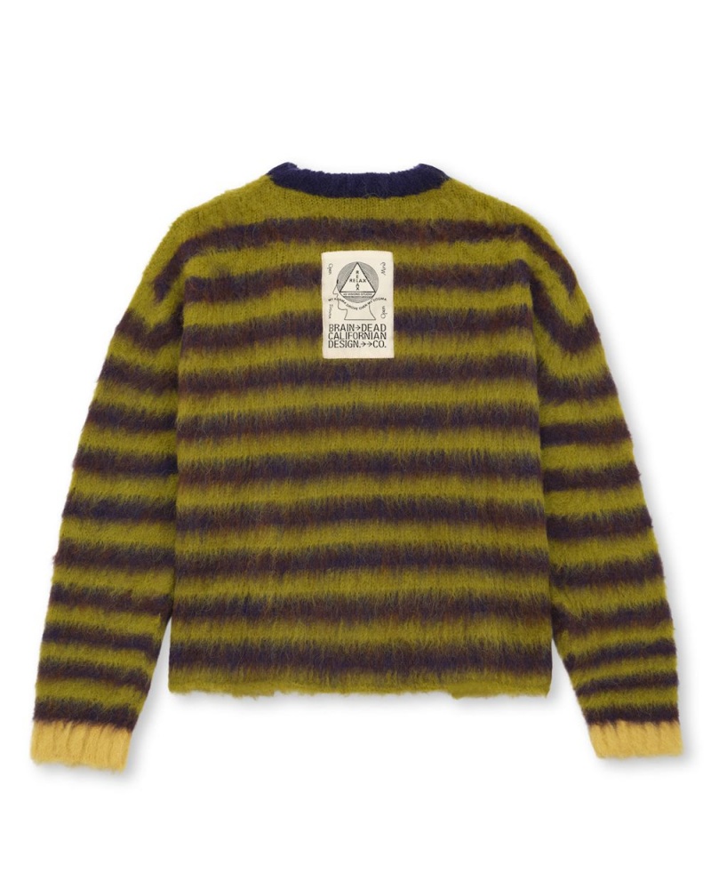 Green Brain Dead Boxy Knit Stripe Sweater | USA NGSM75962