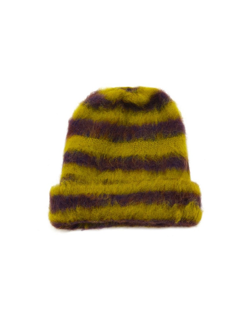 Green Brain Dead Boxy Stripe Knit Beanie | USA CZAR23670