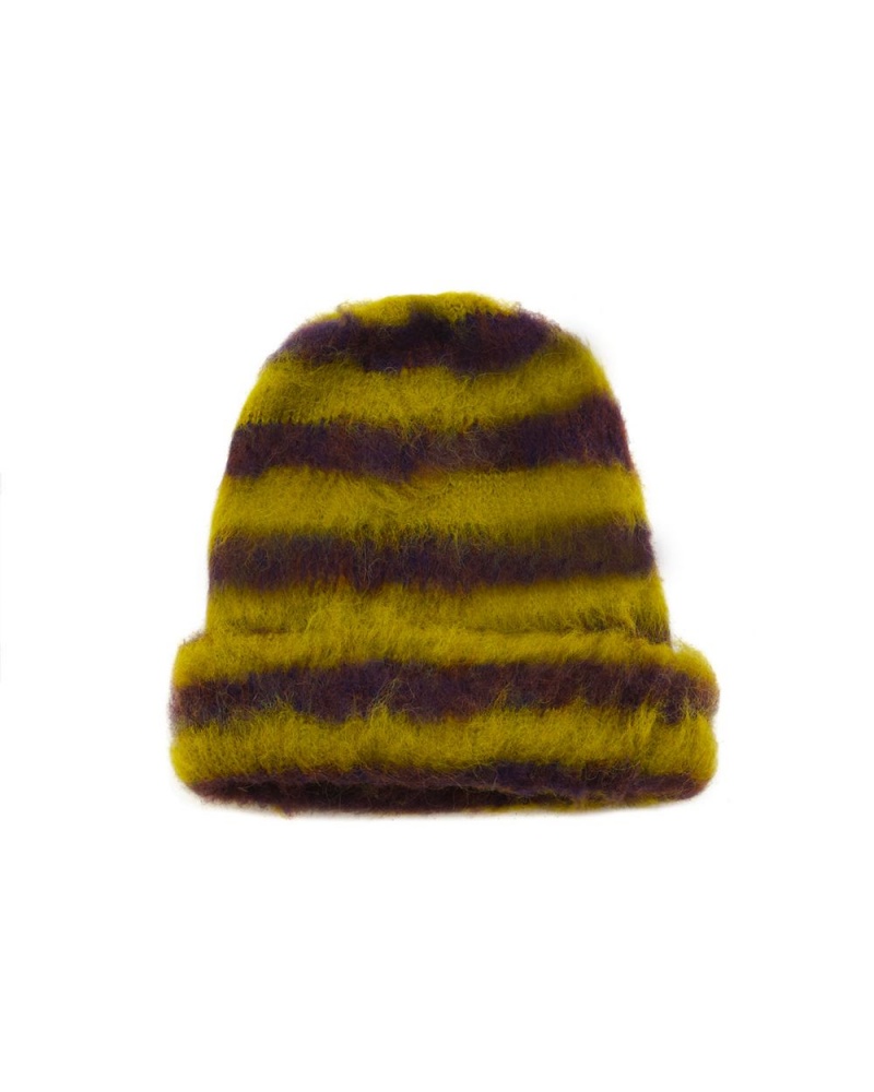 Green Brain Dead Boxy Stripe Knit Beanie | USA CZAR23670