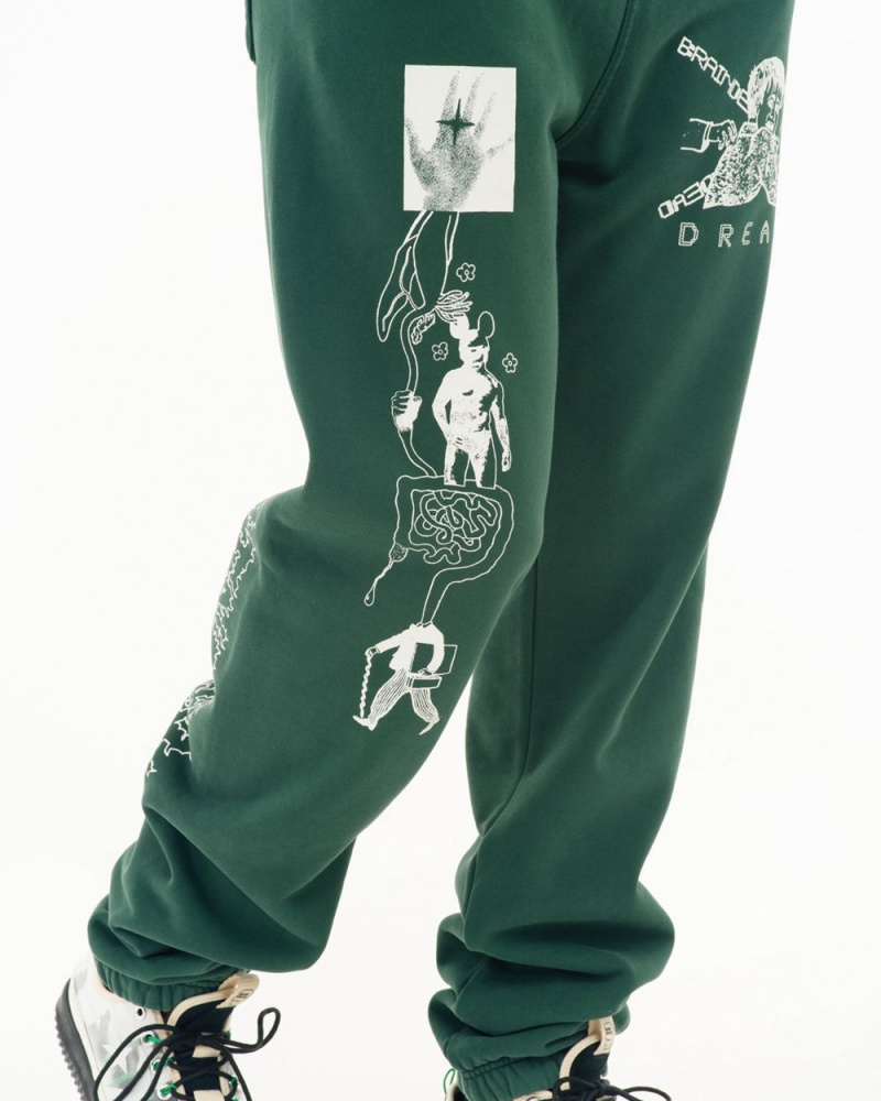 Green Brain Dead Braindead Dreams Sweat Pant | USA GJAB86340