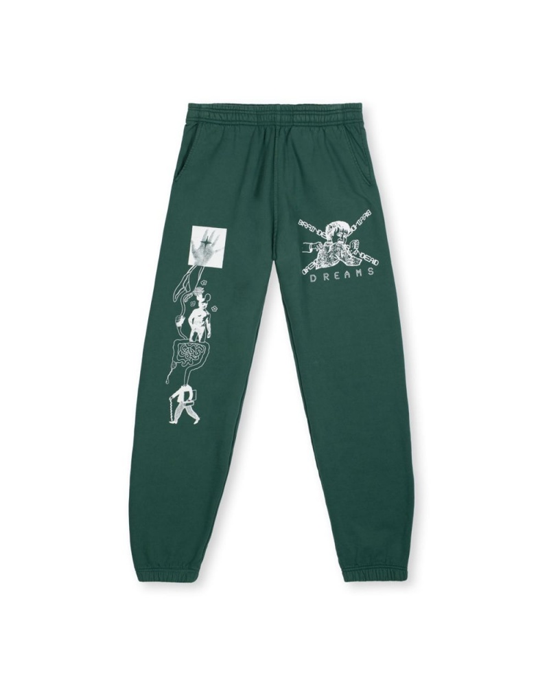 Green Brain Dead Braindead Dreams Sweat Pant | USA GJAB86340