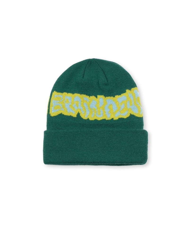 Green Brain Dead Dystopia Wool Beanie | USA JSRH75098