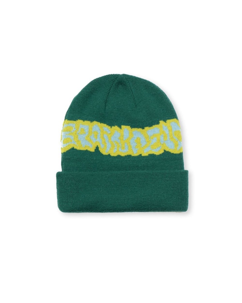 Green Brain Dead Dystopia Wool Beanie | USA JSRH75098