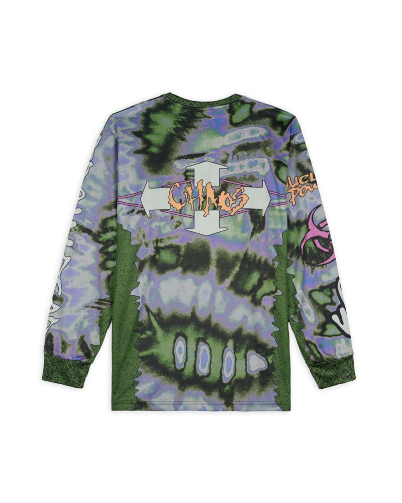 Green Brain Dead Equipment Chaos Team Tech Long Sleeve T-Shirt | USA NWEQ65183