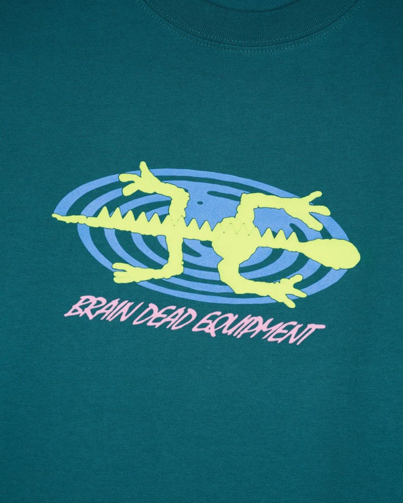 Green Brain Dead Equipment Lizard Spiral T-Shirt | USA HSXC51073