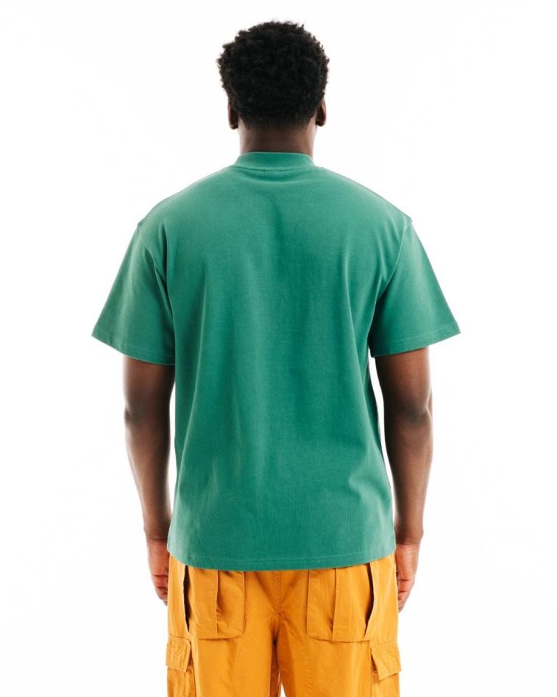 Green Brain Dead Heavyweight Jersey Mockneck Pocket W/Pvc T-Shirt | USA OWVR56893