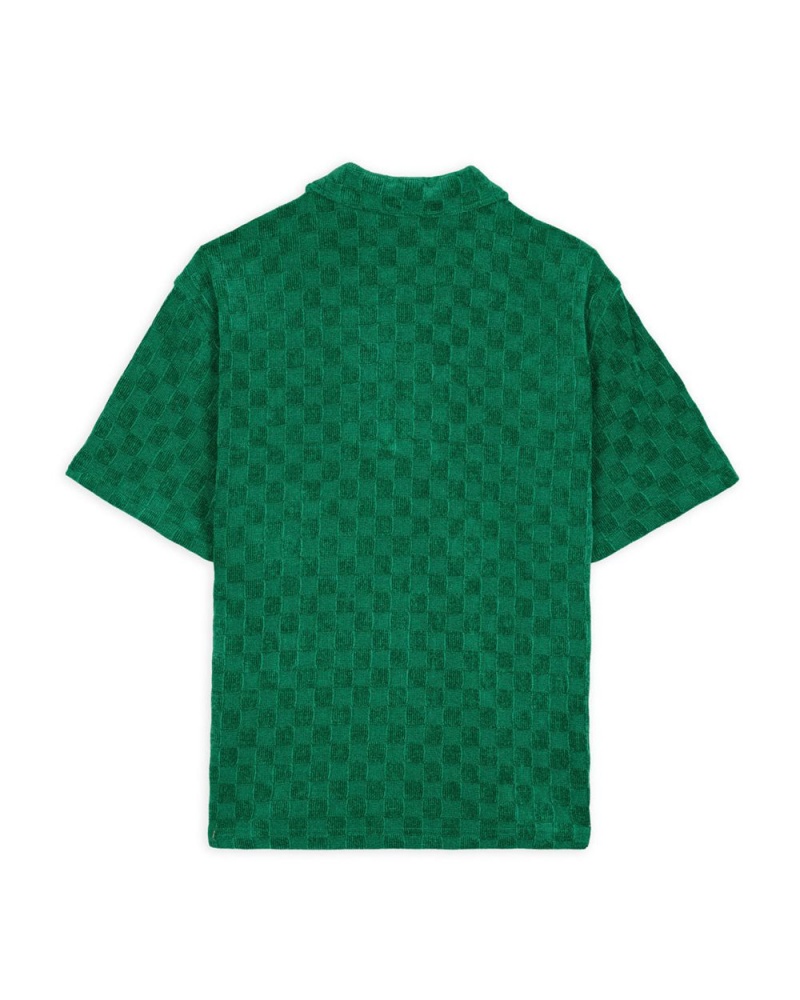 Green Brain Dead Knit Check Half Zip Shirt | USA AGRS67803