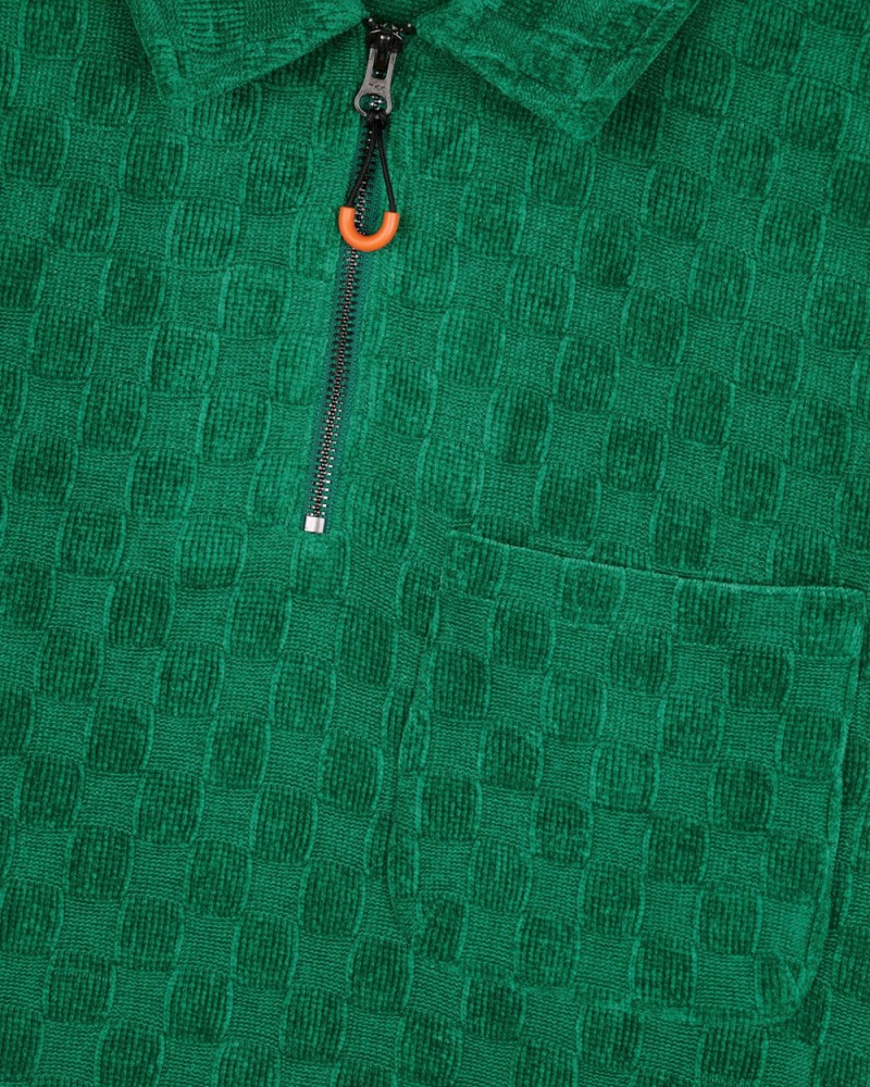 Green Brain Dead Knit Check Half Zip Shirt | USA AGRS67803