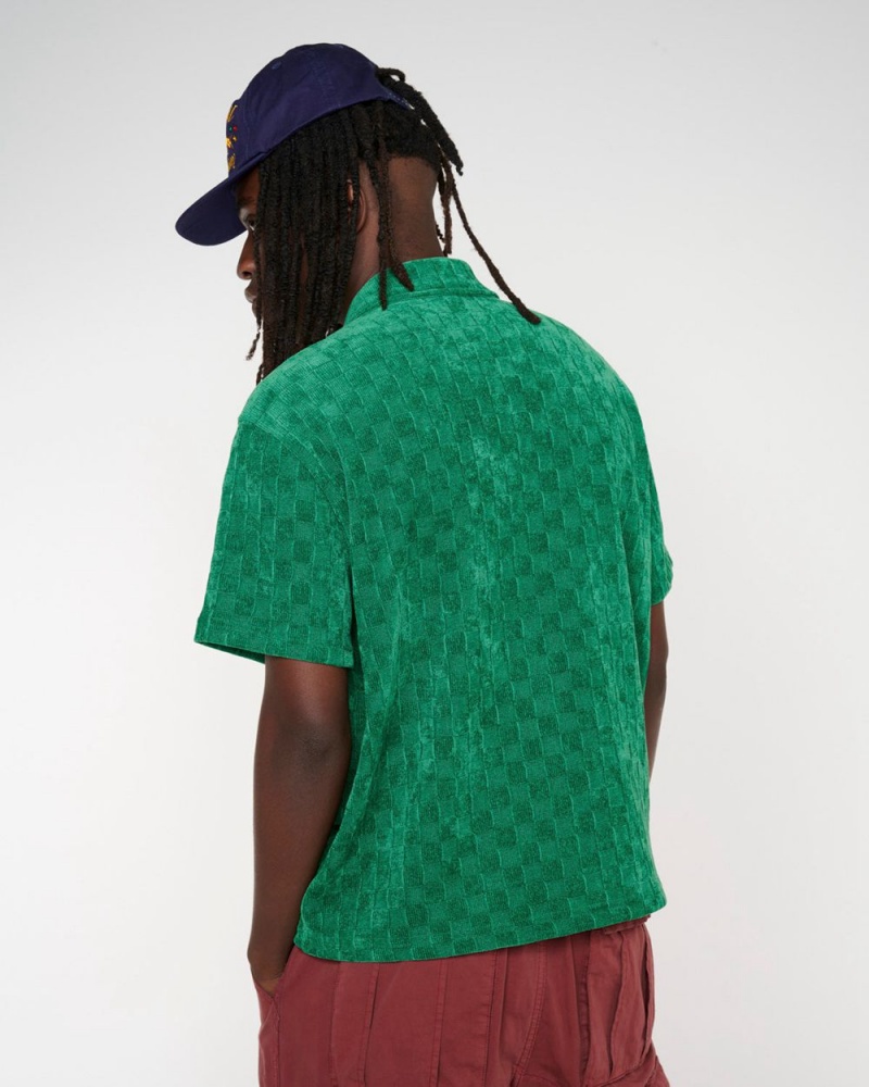 Green Brain Dead Knit Check Half Zip Shirt | USA AGRS67803