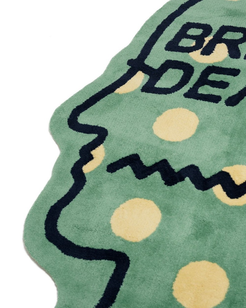 Green Brain Dead Logo Head Polka Dot 6ft Rug | USA QVBJ51237