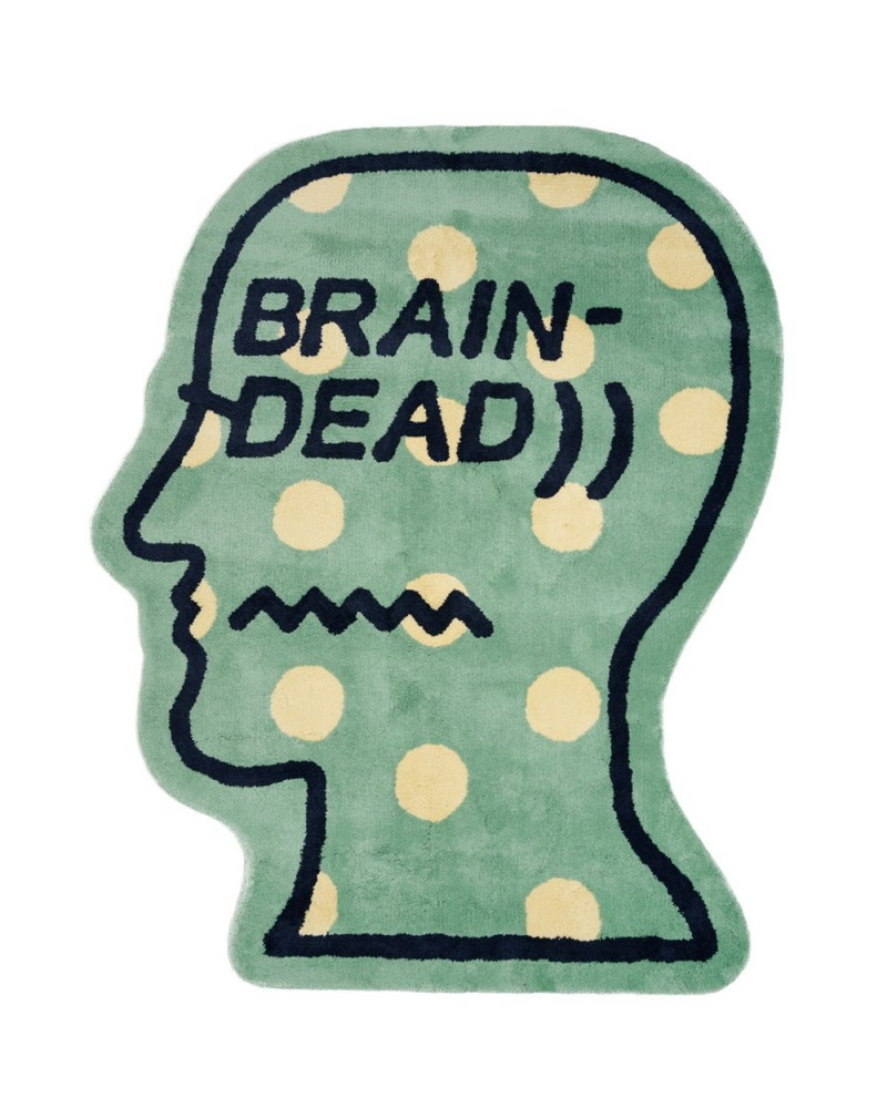 Green Brain Dead Logo Head Polka Dot 6ft Rug | USA QVBJ51237