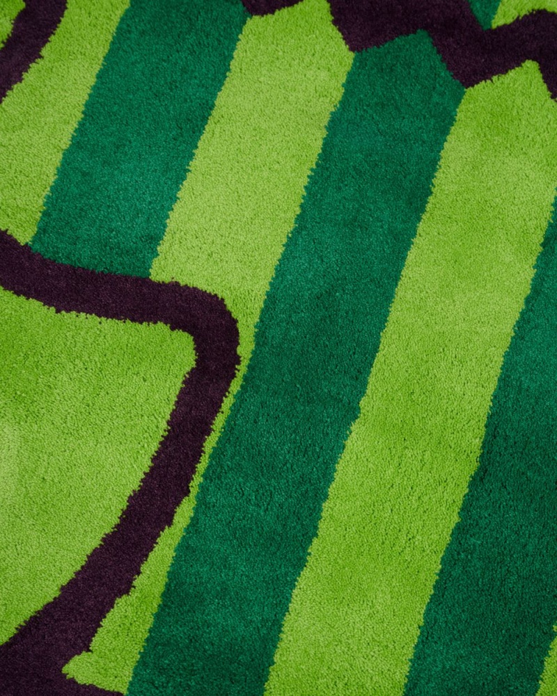 Green Brain Dead Logo Head Striped 6ft Rug | USA PJGF91720