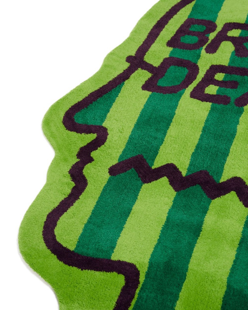 Green Brain Dead Logo Head Striped 6ft Rug | USA PJGF91720