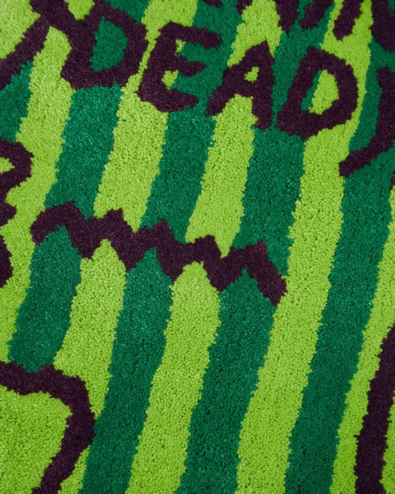 Green Brain Dead Logo Head Striped Rug | USA LAHP19027