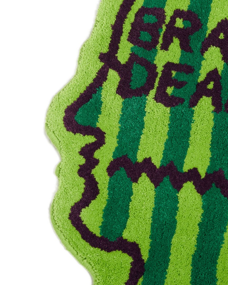 Green Brain Dead Logo Head Striped Rug | USA LAHP19027