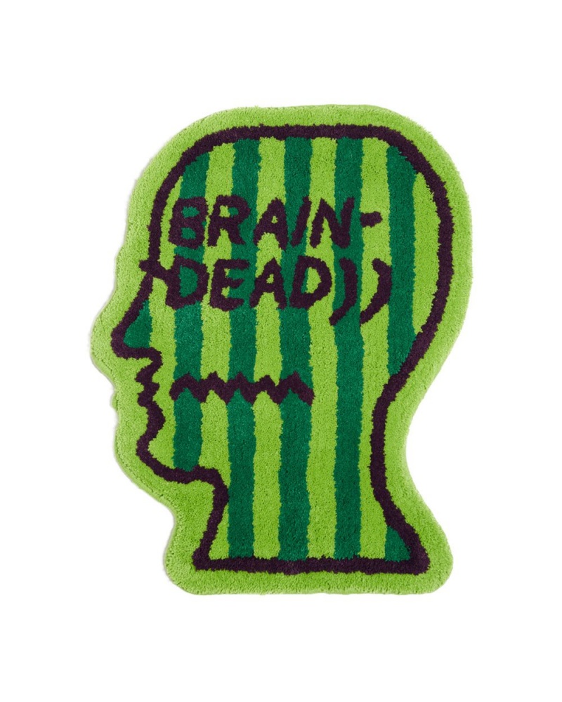 Green Brain Dead Logo Head Striped Rug | USA LAHP19027