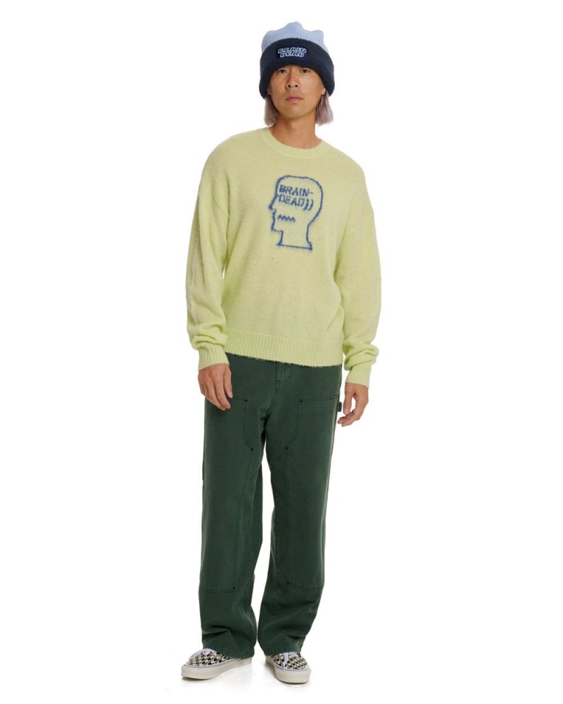 Green Brain Dead Logohead Pile Crewneck Sweater | USA FJIM26457