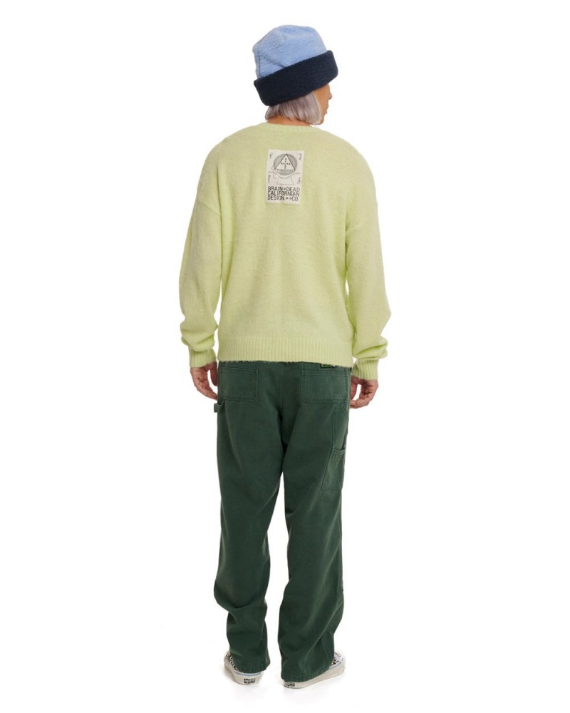 Green Brain Dead Logohead Pile Crewneck Sweater | USA FJIM26457