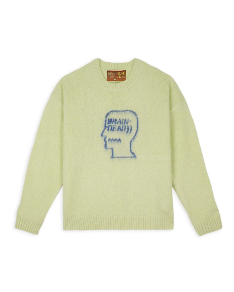 Green Brain Dead Logohead Pile Crewneck Sweater | USA FJIM26457