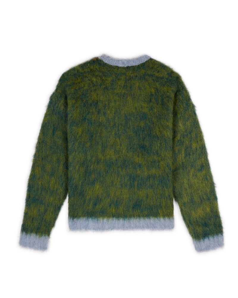 Green Brain Dead Marled Alpaca Crewneck Sweater | USA KCZL74065