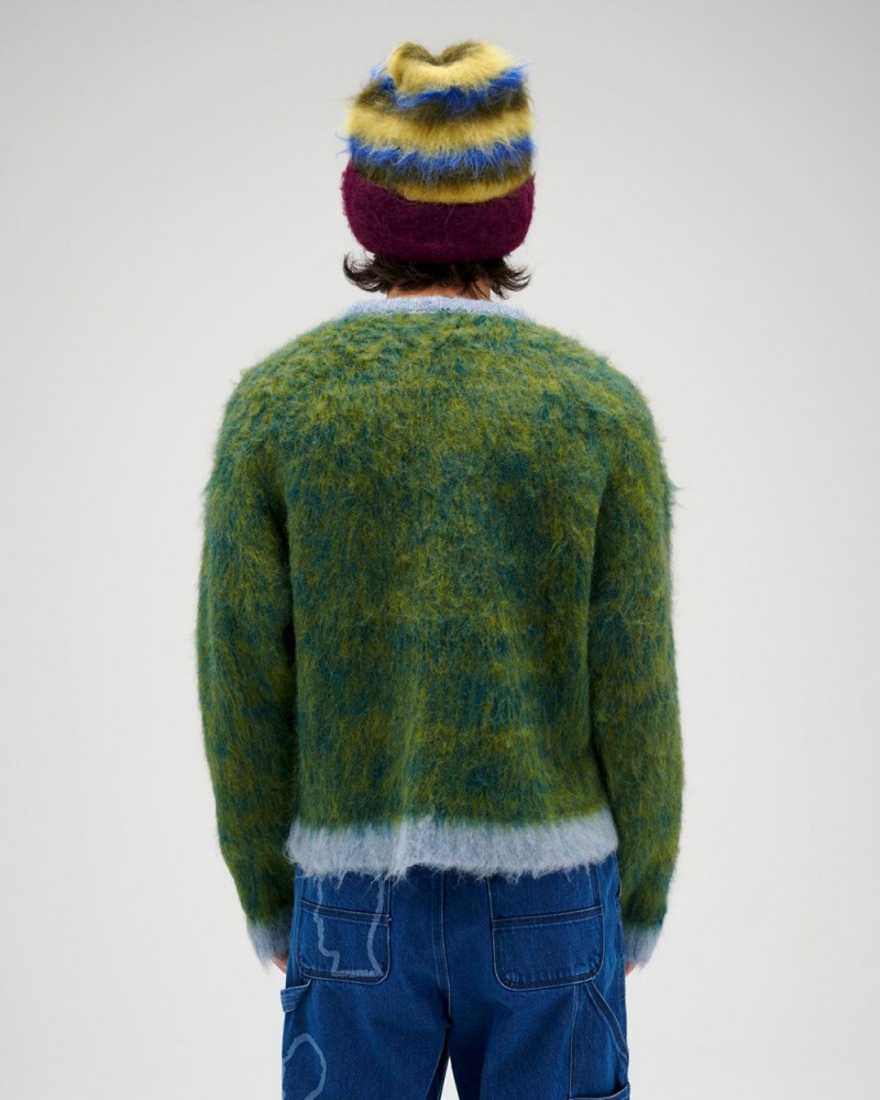 Green Brain Dead Marled Alpaca Crewneck Sweater | USA KCZL74065