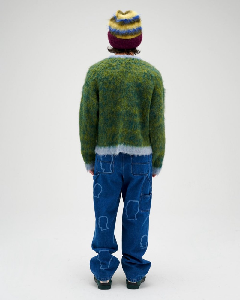 Green Brain Dead Marled Alpaca Crewneck Sweater | USA KCZL74065